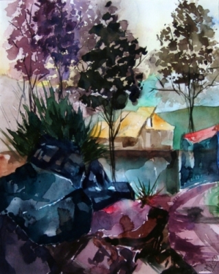 Landscape Series. Untitled 19. Large Watercolor 12x9